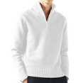 thumbnail image 1 of Litie Men Solid Color Stand Collar Long Sleeve Button Up Pullover Loose Anti-pilling Knitted Top, 1 of 3