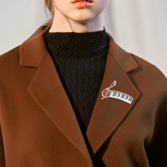 Litie Piano Musical Notes Shape Brooch,Alloy Elegant Piano Lover Gifts Musical Instrument Brooch Pin for Piano Players