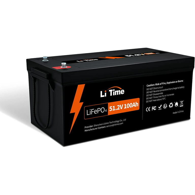 Litime 51.2V 100Ah LiFePO4 Lithium Battery 100A BMS Max. 5120W Load Power  for Solar Home RV off-Grid 