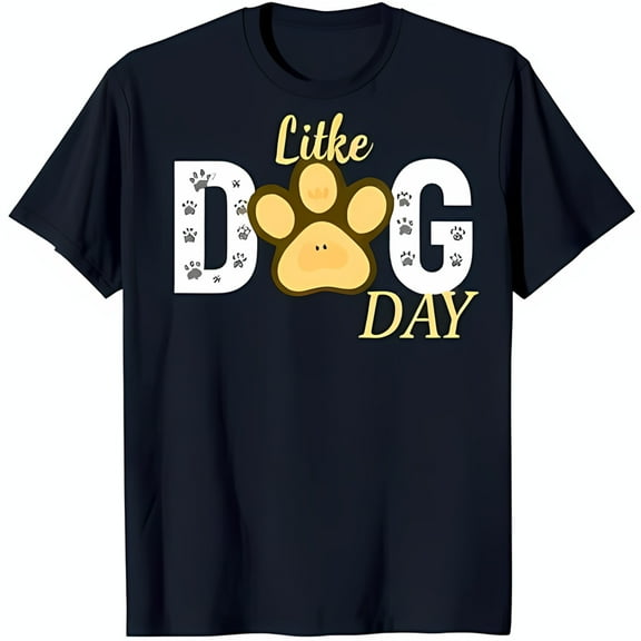 Litke Dog Day Blue T-Shirt with Bold Print Graphic Design