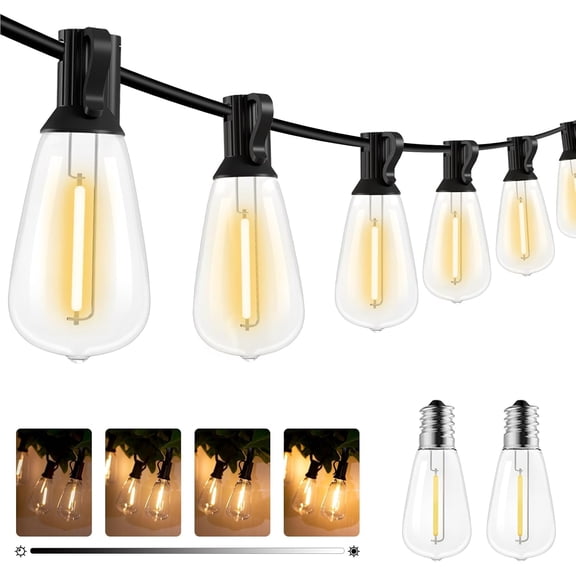 2 Pack 120FT LED Outdoor String Lights, Waterproof Patio Lights with Dimmer and Timer, ST38 Vintage Edison Bulbs Warm White Hanging Light for Yard Gazebo Party
