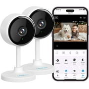 Litokam Security Camera with Audio, 2 Pack Wireless Wifi Pet/Baby Monitor with Night Vision, APP, USB Cable