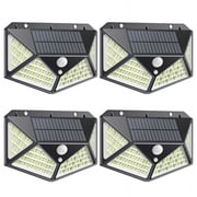 Litom 162 LED Solar Powered Flood Light, IP65 Waterproof, PIR Motion Sensor, 3 Smart Modes, Street Light For Outdoor Garden Driveway Patio, Cool White, 4 Pcs