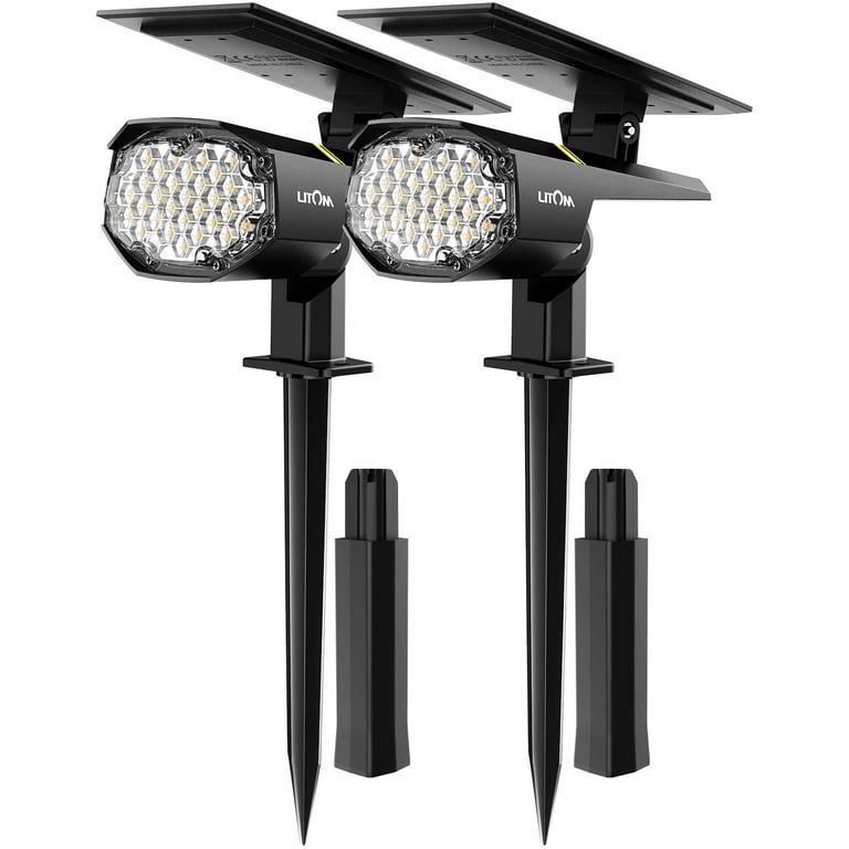 Litom 30 LED Outdoor Solar Lights Landscape Lighting IP67 Waterproof for Yard Garden Driveway Porch Walkway Pool Patio Cold Warm White Adjustable