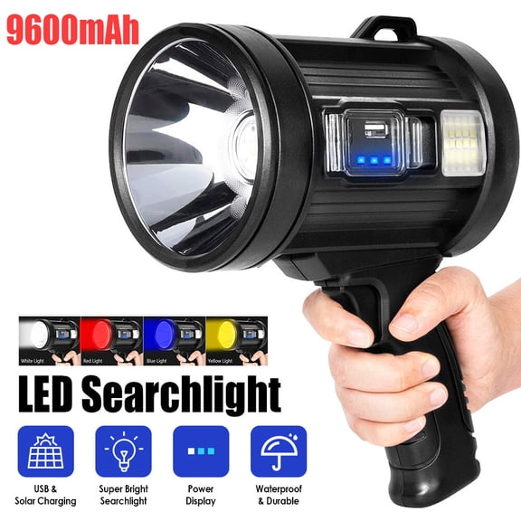 Litom Outdoor Super Bright LED Searchlight 200000Lm Rechargeable Spotlight IPX5 Waterproof Handheld Flashlight with Power Bank