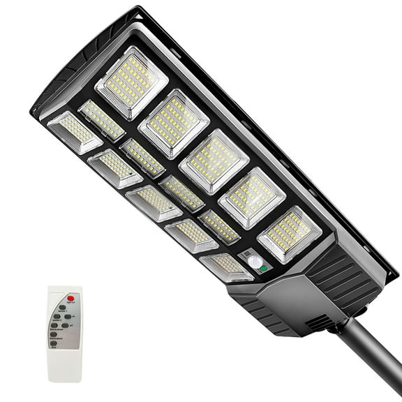 Litom Outdoor Waterproof Solar Street Light with Remote Control, 6500K 10000LM LED Solar Parking Lot Light Dusk to Dawn, Wide Angle Motion Sensor, and Suitable for Area Lighting Courtyard.