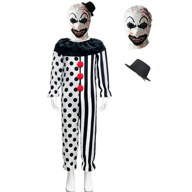 Litotail Killer Terrifier Clown Jumpsuit Black White Costume Bodysuit