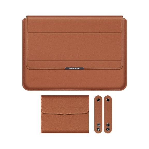 Litrail 13-14 Inch Multifunctional Laptop Sleeve with Adjustable Stand - Faux Leather Case, Magnetic Closure, Soft Lining - Rose Gold/Black/Brown/Green/Red/Gray/Blue