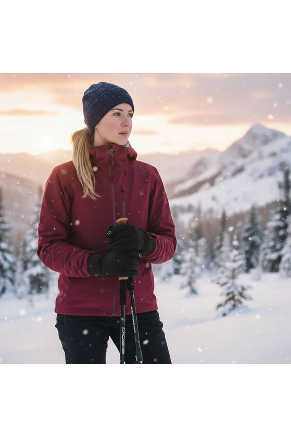 2 Pairs Waterproof Insulated Winter Gloves - Black, Reinforced Palms for Cold Weather & Outdoor Use
