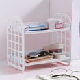 thumbnail image 1 of Litrail 2-TierFoldableDesktopOrganizer,PlasticSpace-SavingStorageRackforBathroomHomeOffice,Tool-FreeAssemblyVentilatedShelfforCosmeticsStationery, 1 of 6