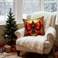 thumbnail image 1 of Litrail Christmas Linen Pillow Cover 11x11 Inch - Red Gold Bells Bows Tree Decor for Sofa Bedroom Holiday, 1 of 6