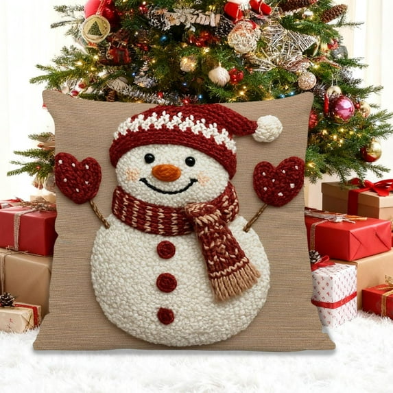 Litrail Christmas Throw Pillow Cover 45x45cm (17.7in) - Washable Polyester Multicolor Holiday Decor for Home Sofa