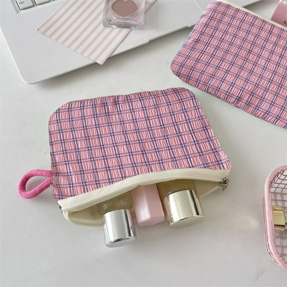 Litrail Color Blocked Striped Cosmetic Bag - Polyester Lightweight Leak Proof Zipper Pouch, Multipurpose for Travel Daily Use, Mini Size (6.29x4.33in)