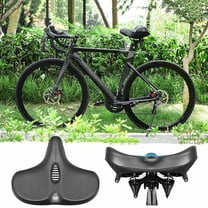 Litrail Comfortable Bike Seat Cushion - Oversized Extra Wide Thick High-Elastic Sponge, Dual Spring Shock Absorbing Ventilated, Universal Fit for Road Bikes & Long Rides
