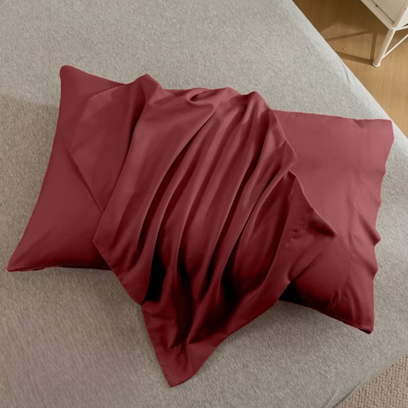Litrail Cooling Body Pillowcase Set of 2 - Hot Sleepers, Polyester Blend, Velvet Soft, Red, 20x35.4in