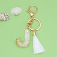 thumbnail image 1 of Litrail Custom Letter Keychain White Tassel with Crystal Drop Pendant - Personalized Key Chain & Fashion Bag Charm for Women, Multifunctional Accessory, 1 of 2