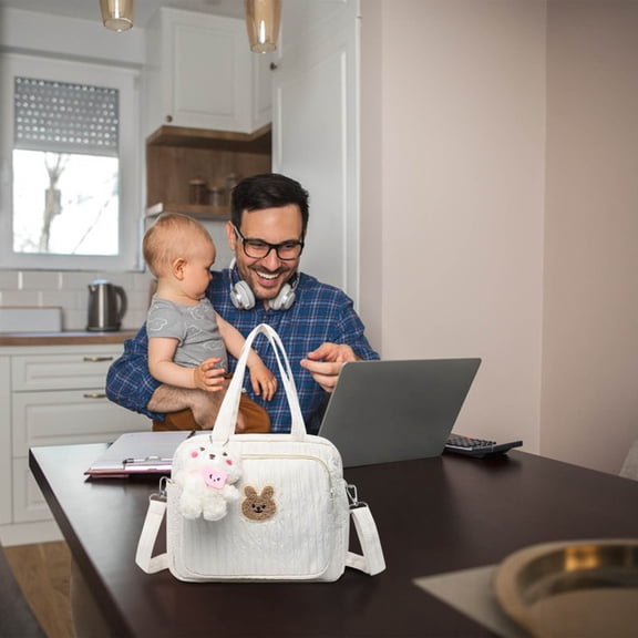 Litrail Cute Quilted Diaper Bag, Convertible Tote & Crossbody, Insulated Pockets, Multi-Pocket Large Capacity, Stroller Compatible, Easy to Clean, Stylish for Mom Travel