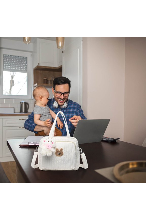 Cute Quilted Diaper Bag, Convertible Tote & Crossbody, Insulated Pockets, Multi-Pocket Large Capacity, Stroller Compatible, Easy to Clean, Stylish for Mom Travel
