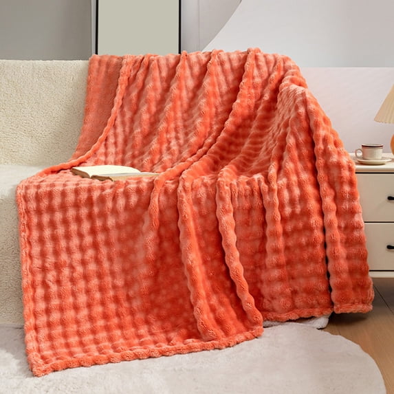 Litrail Double-Sided Soft Fleece Blanket 40x59" Orange - All-Season Warm Breathable, Machine Washable No-Pill Fade-Resistant, for Home Couch, Sch-ool Nap & Stroller