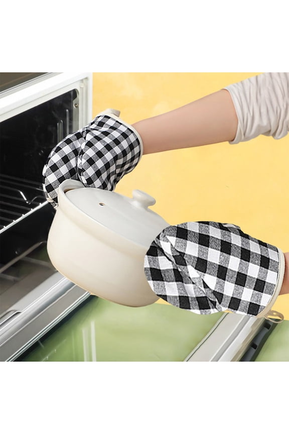 Heat Resistant Anti-Scald Oven Mitts - Polyester Non-Slip Easy Clean with Hanging Loop, Multicolor for Home & Restaurant Kitchen Baking Microwave, 1 Pack