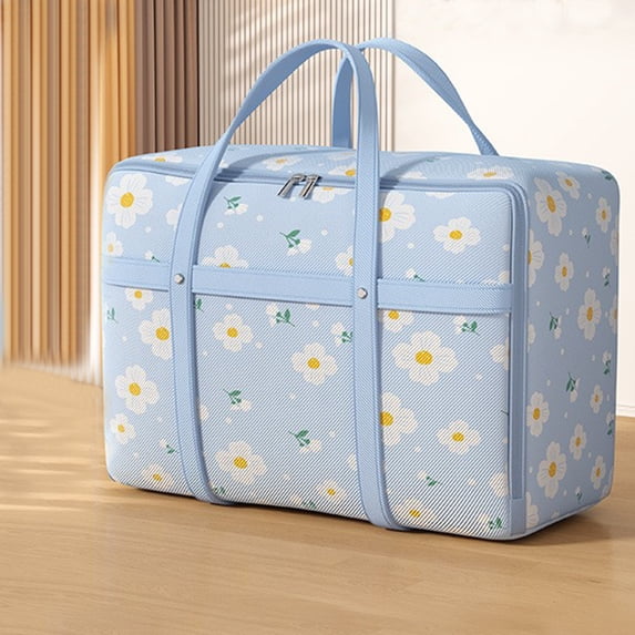 Litrail Heavy Duty Extra Large Storage Tote with Reinforced Handles, Double Zipper - Collapsible Non-Woven for Clothes, Moving (Blue, 1Pc)