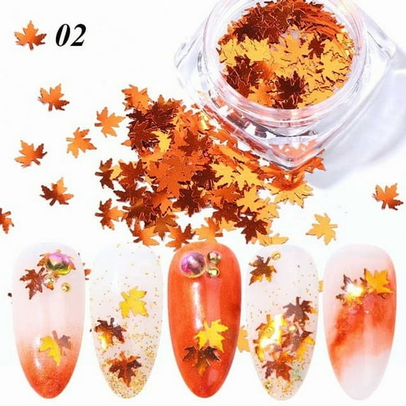 Litrail Holographic Nail Glitter Stickers - Maple Leaf & Snowflake Sequins, Multi-Use for Nails, Face, Body & DIY Crafts, Ultra-Thin, Easy to Apply, Long-Lasting