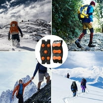 Litrail Ice Cleats for Shoes, Non-Slip Snow Grips with 5 Alloy Teeth, Stretchy Ice Grips for Hiking, Climbing, Ice Fishing - Fits Boots & Sneakers