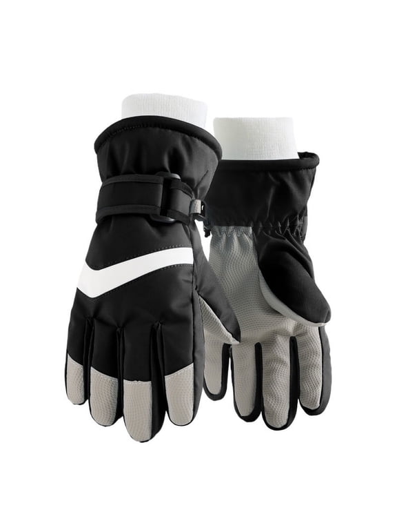 Ki-ds Winter Gloves, 10-15 Years, Split Finger, Thick Warm Windproof, Adjustable Strap, for Skiing Riding Biking Outdoor Sports