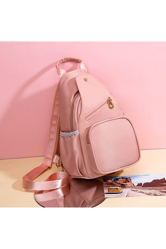 Lightweight Pastel Pink Backpack - Fits 14" Laptop, Side Water Bottle Pockets for Sch-ool Work