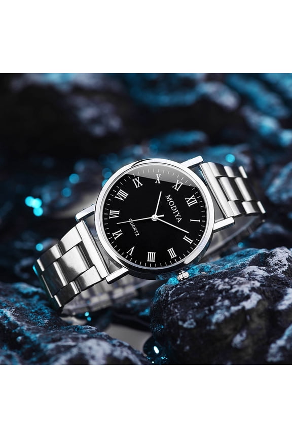 Men's Fashion Stainless Steel Chronograph Watch, 38mm Black IP Plated Case, Adjustable Bracelet, 3ATM Water Resistant, Fold Over Clasp, Elegant Design
