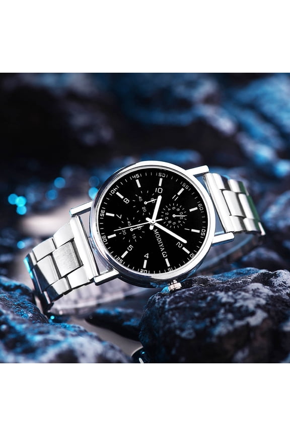 Men's Stainless Steel Chronograph Watch 38mm 3ATM Waterproof Adjustable Link Fold Over Clasp IP Matte Plating Elegant Design