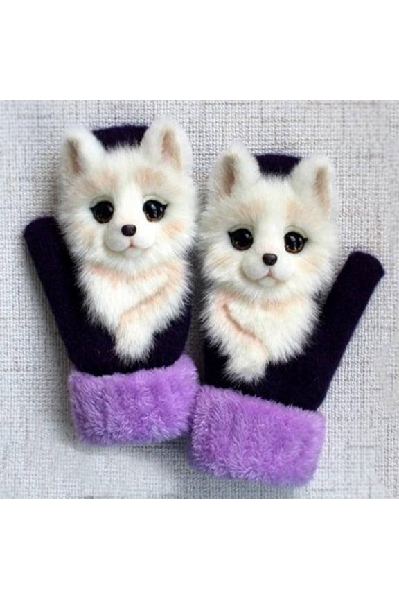 Men's Women's Winter Thermal Gloves, Soft Knitted Wool, Extended Cuffs, Cute Pattern, Warm for Running Hiking, Christmas Gift, One Size