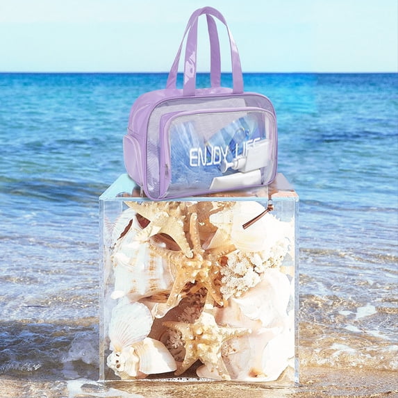 Litrail Mesh Beach Tote Sandproof Dry Wet Separation - Polyester Ripstop Lightweight with Separate Shoe Compartment, Large Capacity for Beach Pool Grocery