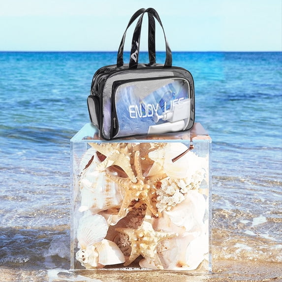 Litrail Mesh Beach Tote Sandproof, Dry-Wet Separation with Shoe Compartment, Large Capacity Foldable Family Pool Bag, Multi-Color