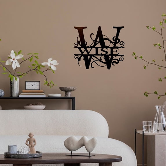 Litrail Personalized Family Name Metal Wall Sign - Powder Coated Indoor Outdoor Iron Decor, Easy Install Gift