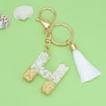 thumbnail image 1 of Litrail Personalized Initial Keychain - White Tassel Crystal Drop Charm, Dual-Use for Keys & Handbag/Tote Pendant, Fashionable Monogram Key Chain for Women, 1 of 2