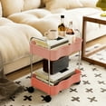 thumbnail image 1 of Litrail Pink 2-Tier Rolling Utility Cart with Ergonomic Armrests & Ventilated Shelves - Plastic Storage for Kitchen, Bathroom, Living Room, Easy-Move Casters, 1 of 6