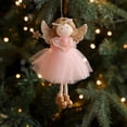 thumbnail image 1 of Litrail Pink Christmas Angel Ornament - 3.2in Hanging Tree Decor, Plastic & Cloth with Metal Accents, Holiday Gift for Christmas/Thanksgiving (1pc), 1 of 6