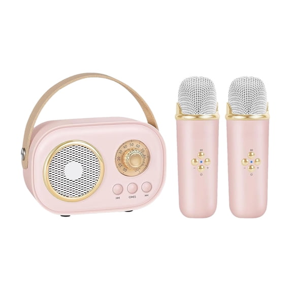 Litrail Portable Bluetooth Ki-ds Mini Karaoke Machine Set - 2 Wireless Mics, HiFi Sound, 6 Sound Effects, Rechargeable, Ideal Birthday Gift for Ages 3 - 12