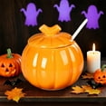 thumbnail image 1 of Litrail Pumpkin-Shaped Ceramic Airtight Jar with Lid & Spoon, Heat-Resistant for Spice/Tea/Candy Storage, Halloween Thanksgiving Fall Kitchen Decor, 1 of 6