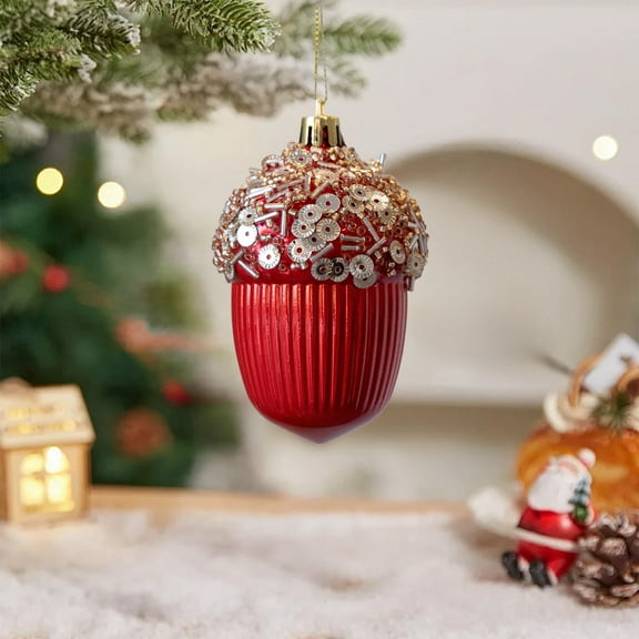 Litrail Red Christmas Tree Shaped Plastic Ornament - Lightweight Hanging Decor (3.15x2.36in) 1pc Holiday Decor