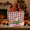 thumbnail image 1 of Litrail Reusable Christmas Canvas Tote Bag, Sturdy Red with Santa/Snowflake Prints, 2 Sizes with Handles for Xmas Gift Wrapping & Storage, 1 of 6