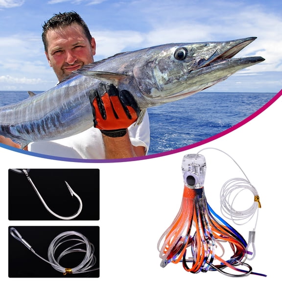 Litrail Saltwater Soft Plastic Artificial Squid Lures - Acrylic Bait for Trolling & Boat Fishing, Realistic Biomimetic Design, Durable UV-Resistant Fishing Tackle (1pc)