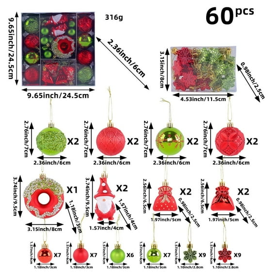 Litrail Shatterproof Striped Christmas Ball Ornaments - Ki-d-Safe Plastic Hanging Xmas Tree Decorations