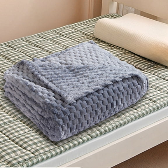 Litrail Soft Facecloth Polyester Throw Blanket - 59x39 Inch (150x100cm) Gray, Warm Breathable Machine Washable Quilt for Office Sofa Home Use, Lightweight Comfortable Blanket