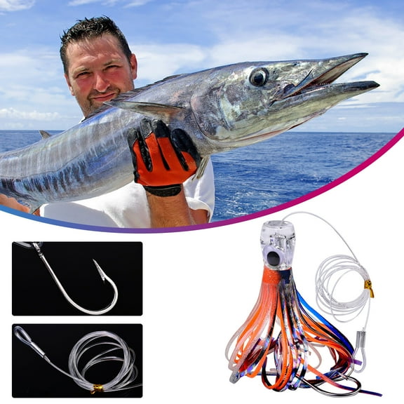Litrail Soft Plastic Artificial Squid Lures - Saltwater Trolling & Jigging Baits for Boat/Deep Sea Fishing, Lifelike Biomimetic Design for Tuna/Sea Trout, 1 Pcs Fishing Tackle