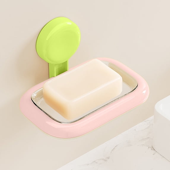 Litrail Suction Cup Soap Dish No Drill, Self-Draining Bathroom Soap Holder with Elevated Grid to Keep Soap Dry (Multi-Color)