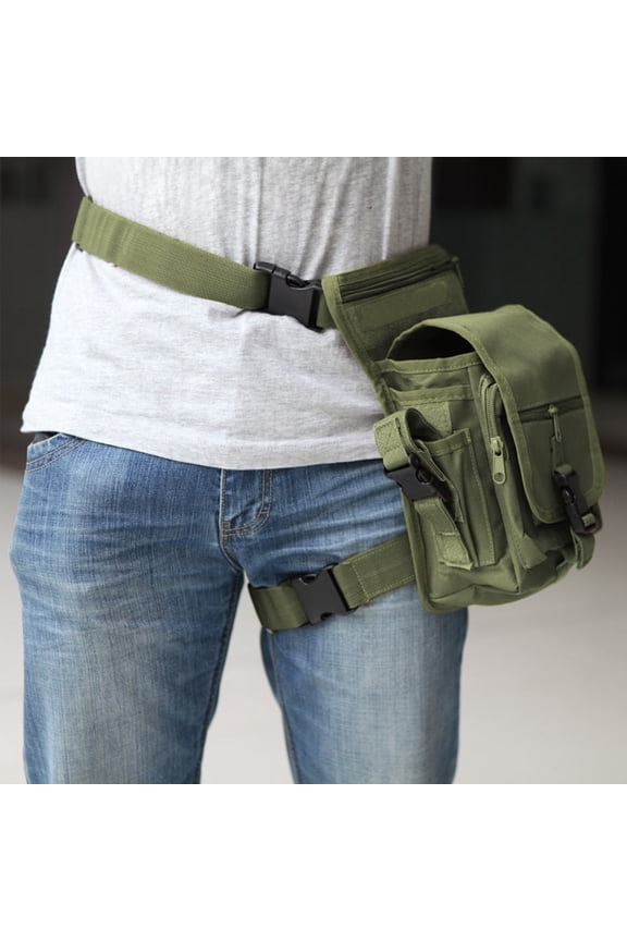 Tactical Leg Bag 9000D Waterproof Oxford Cloth Army Green - Multi-Pocket Quick Access Outdoor Thigh Bag for Cycling Hiking Camping