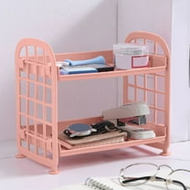 Litrail Two-TierFoldableStorageRack,Tool-FreeDeskOrganizerforBathroom/Desk,PastelBluePlasticShelf