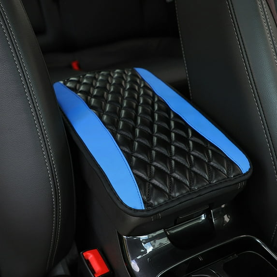 Litrail Universal Microfiber Leather Car Armrest Cover - Waterproof Anti-Slip Center Console Mat for Cars Trucks SUVs - Tool-Free Install, Blue, 12.6x7.5 Inches